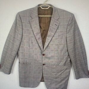 Mens Gray Glen Plaid Sport Coat - Tailored Two-Button Blazer